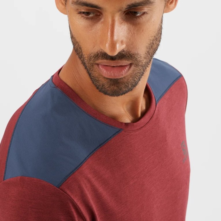 Dark Red / Navy Salomon Outline Short Sleeve Men's T-Shirts | IE PG8405